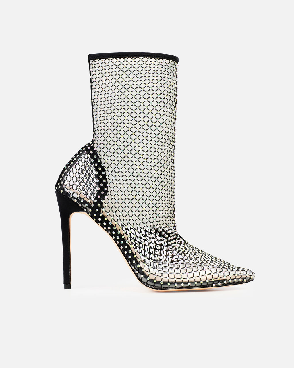 Krystal Black Diamante Fishnet Heels