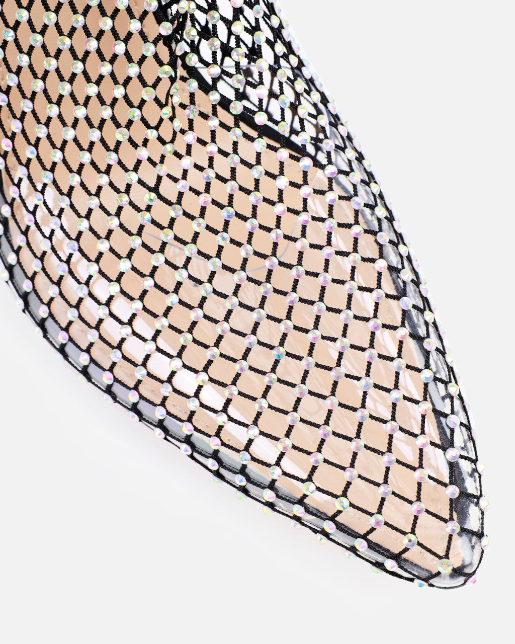 Krystal Black Diamante Fishnet Heels
