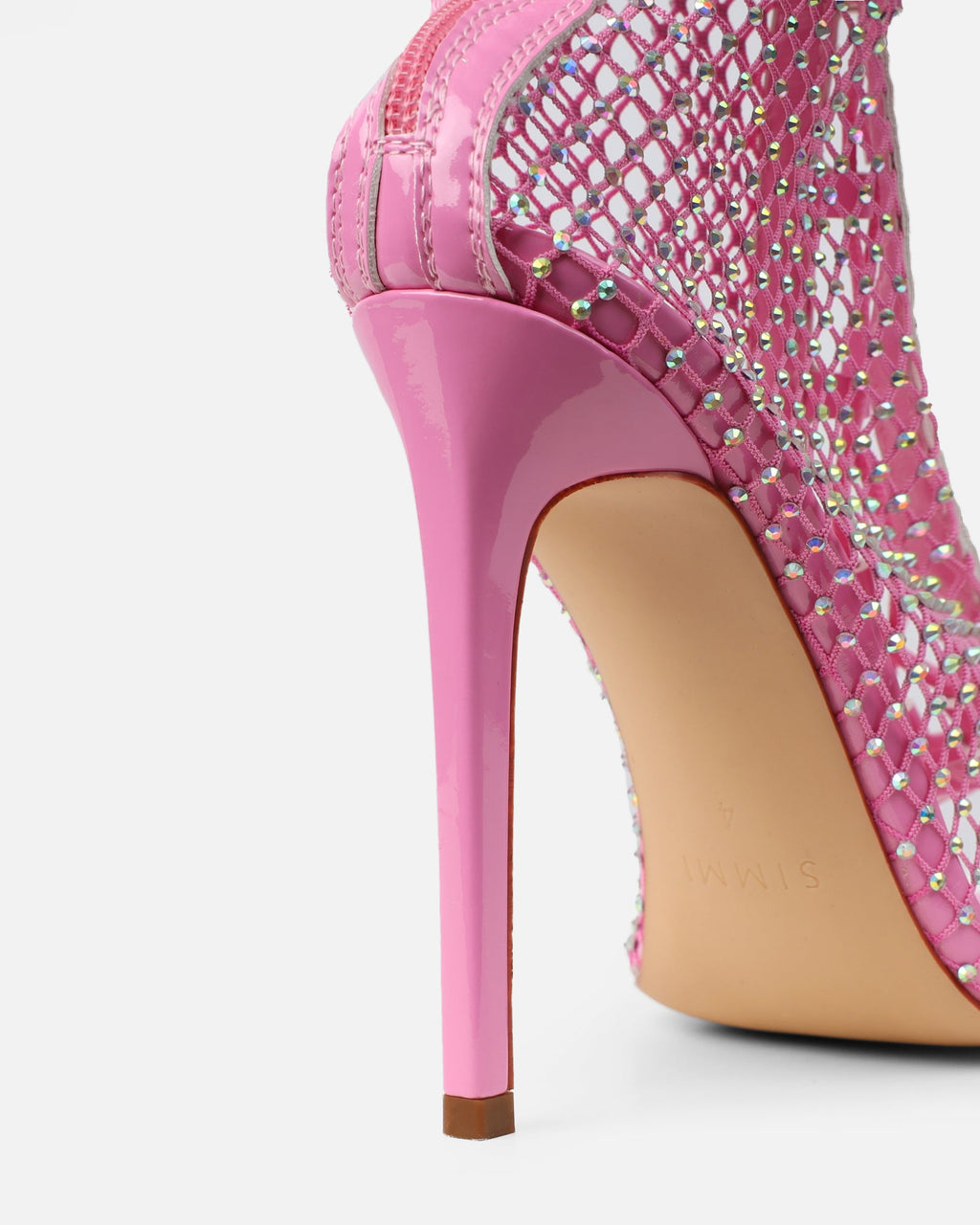 Talitha Bright Pink Diamante Lace Up Thigh High Heels