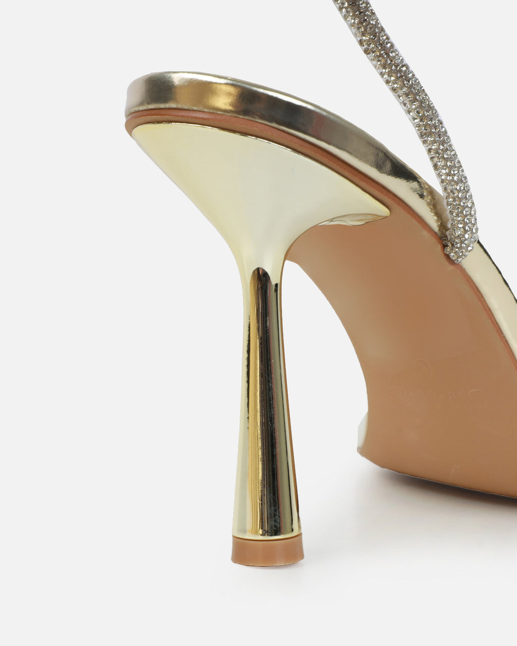 Mollie Gold Mirror Diamante Heeled Sandals