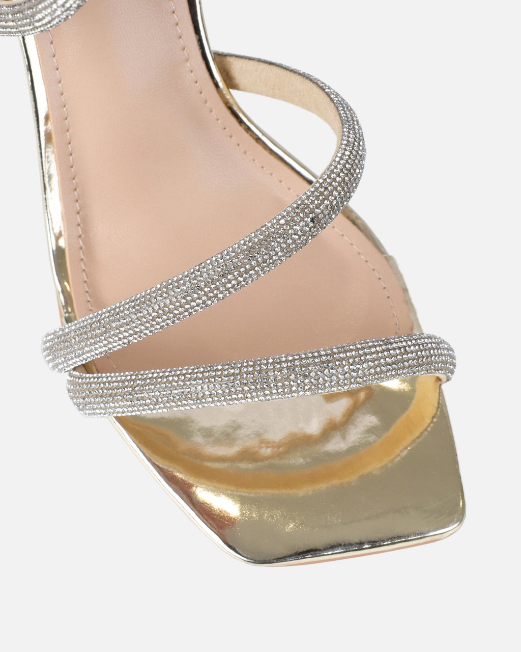 Maella Gold Mirror Diamante Heeled Sandals