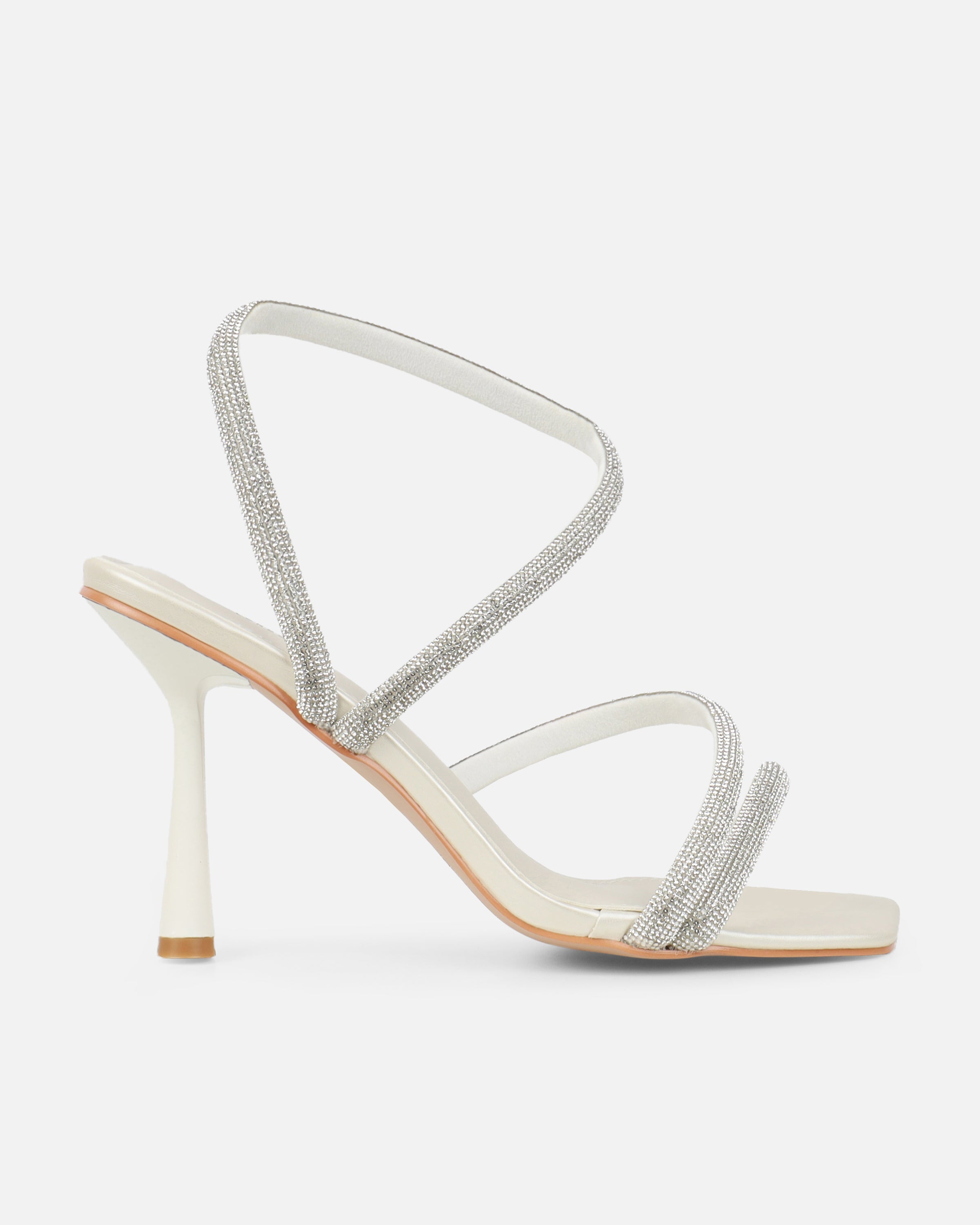 Maella White Pearl Diamante Heeled Sandals
