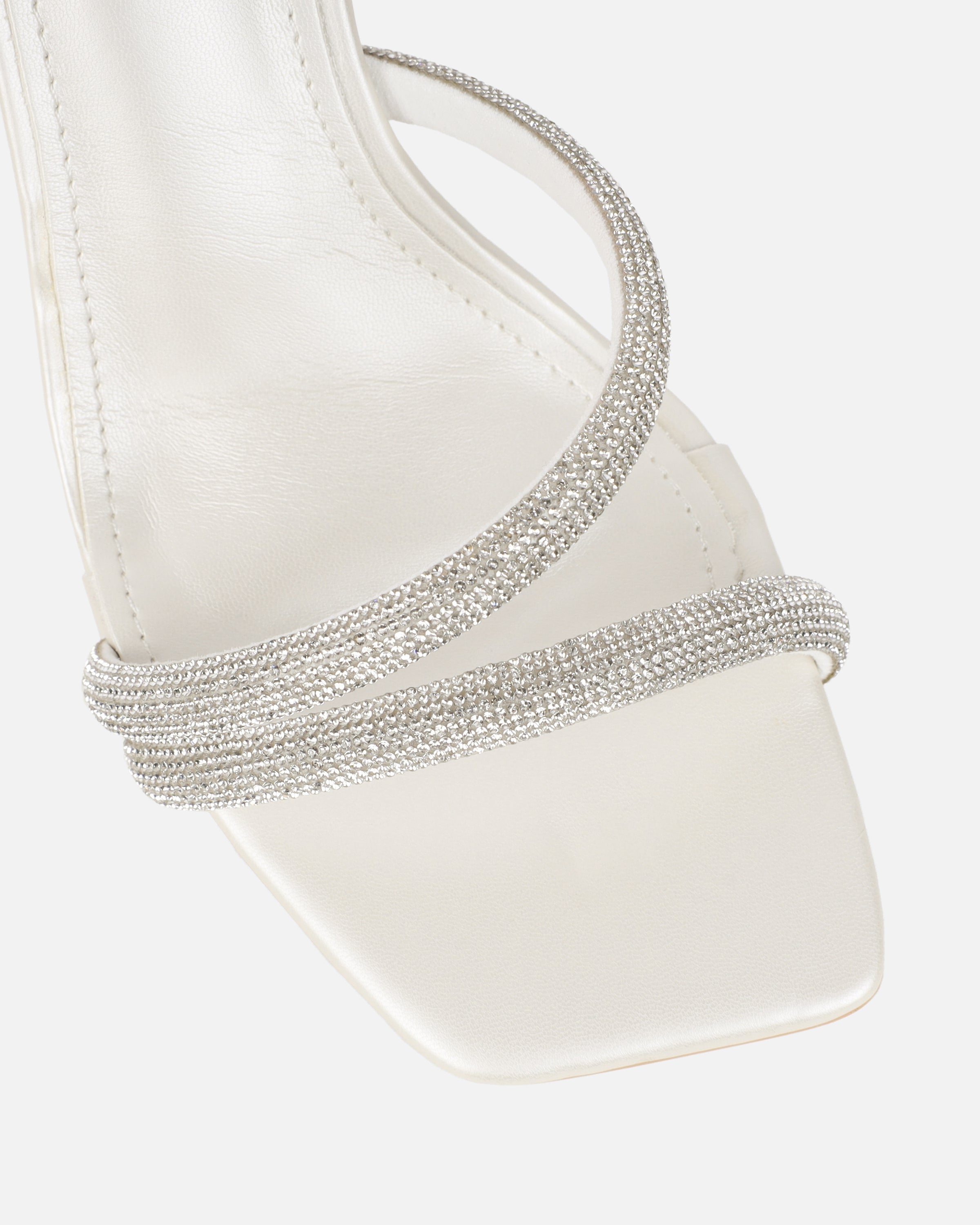 Maella White Pearl Diamante Heeled Sandals