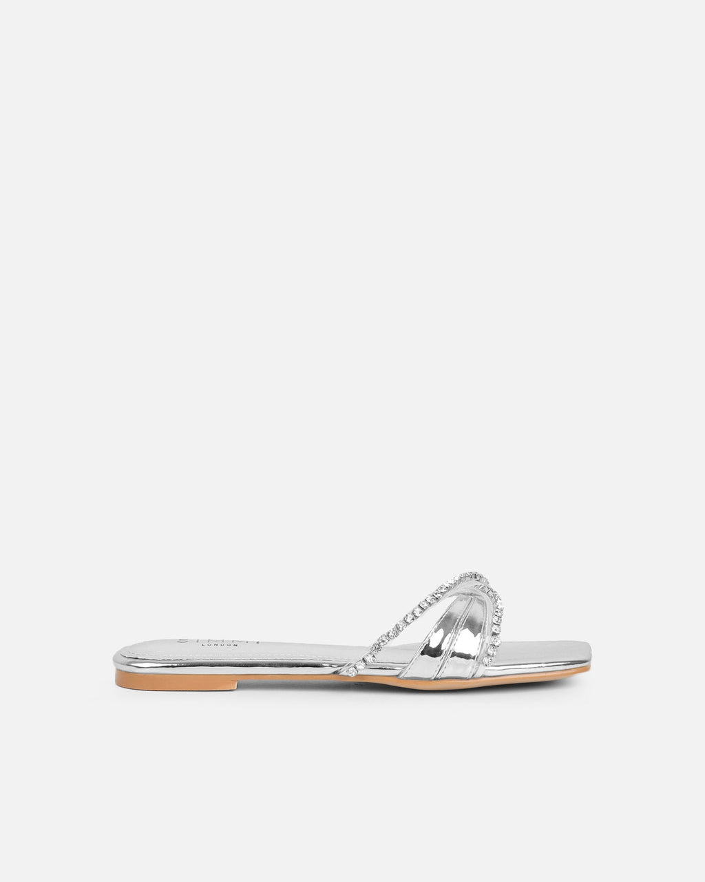 Astana Silver Mirror Diamante Flat Sandals