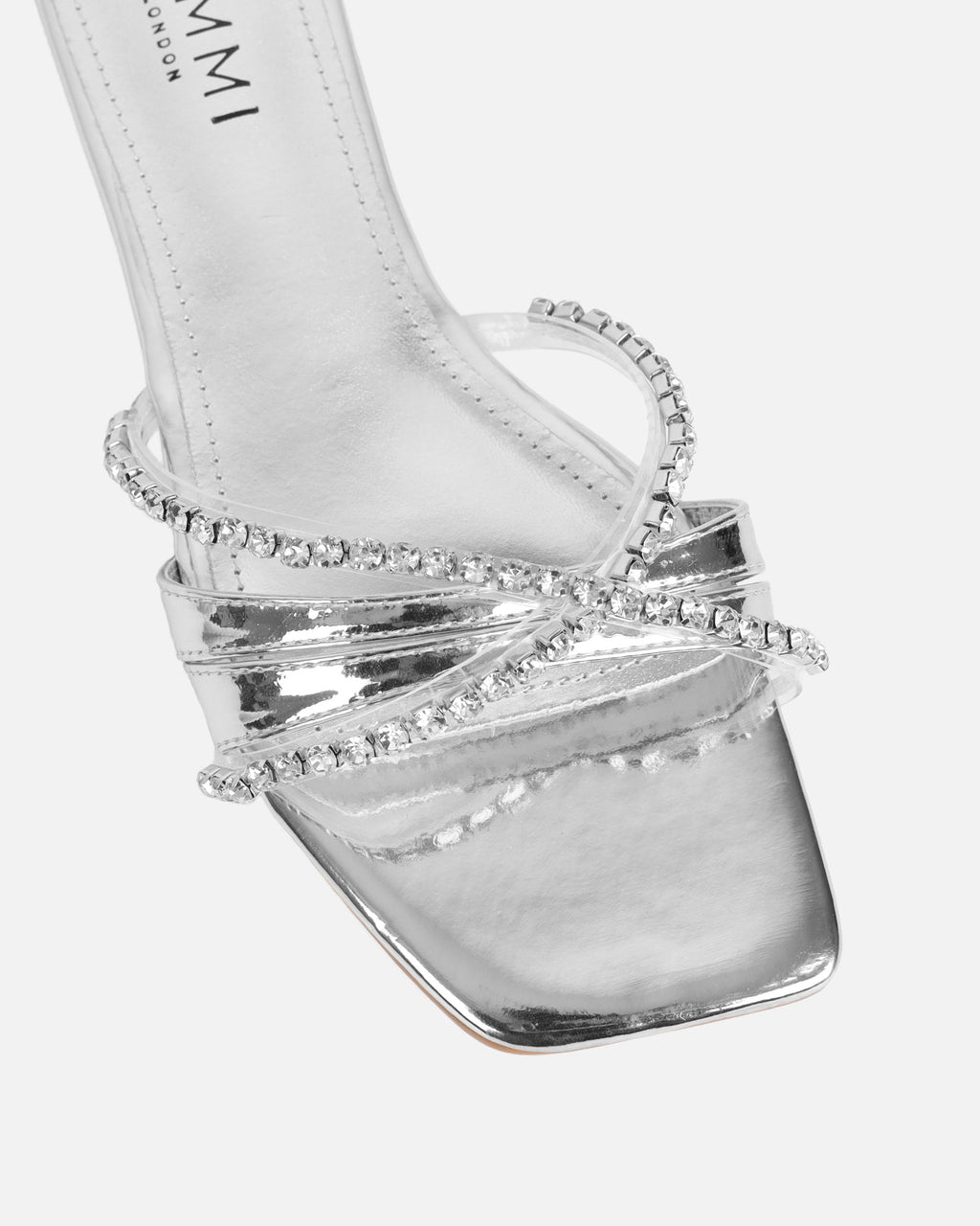 Astana Silver Mirror Diamante Flat Sandals