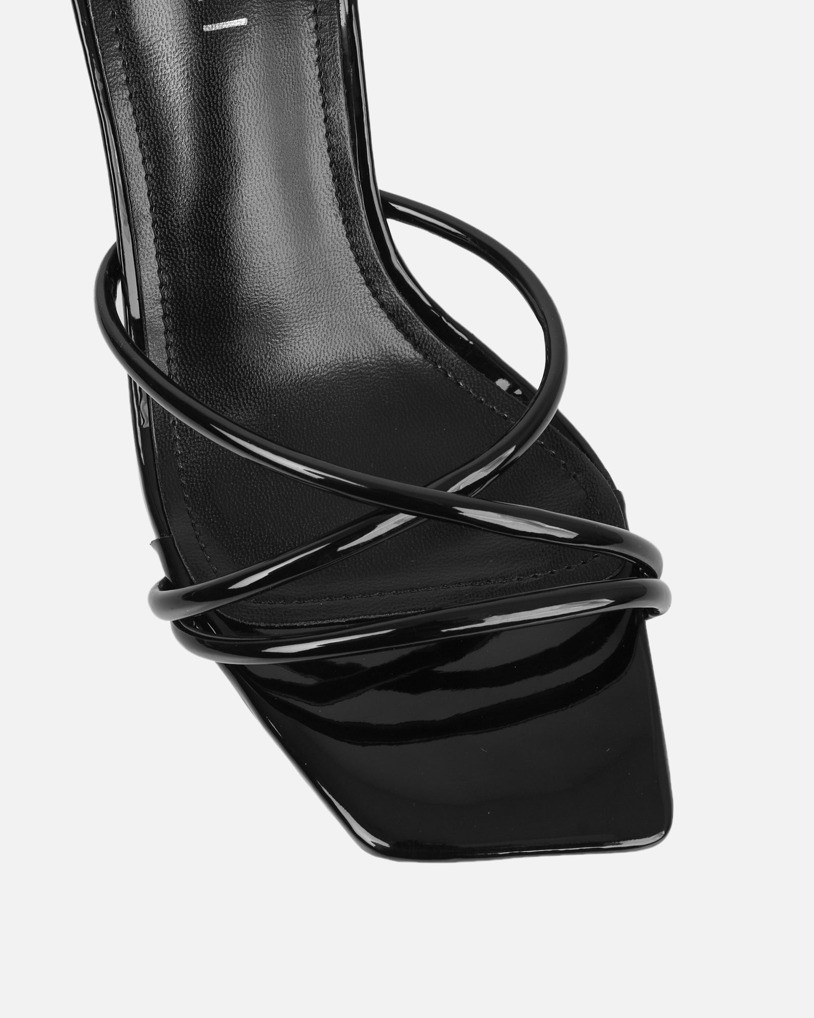 Shadee Black Patent Mid Heeled Sandals