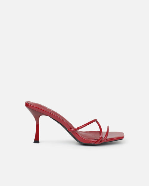 Shadee Dark Red Patent Mid Heeled Sandals