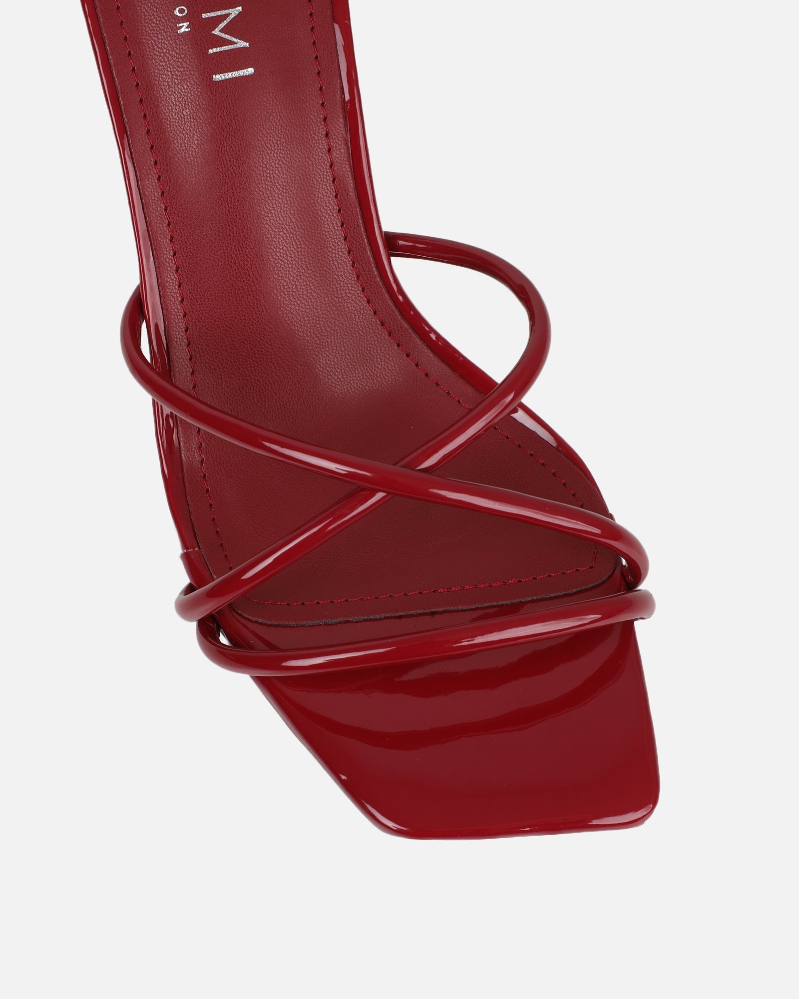 Shadee Dark Red Patent Mid Heeled Sandals