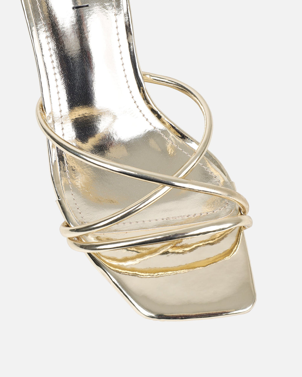 Shadee Gold Mirror Mid Heeled Sandals