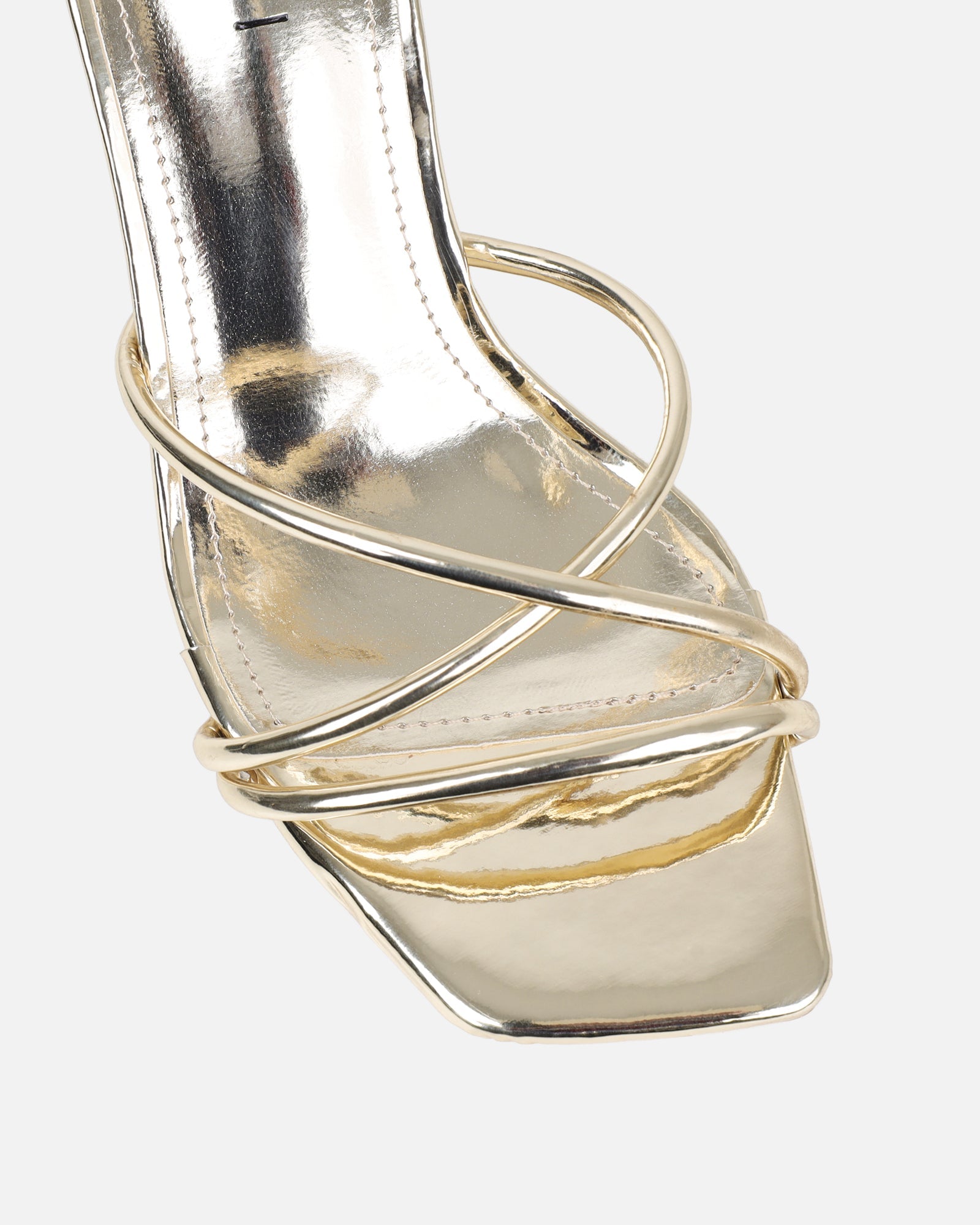 Shadee Gold Mirror Mid Heeled Sandals