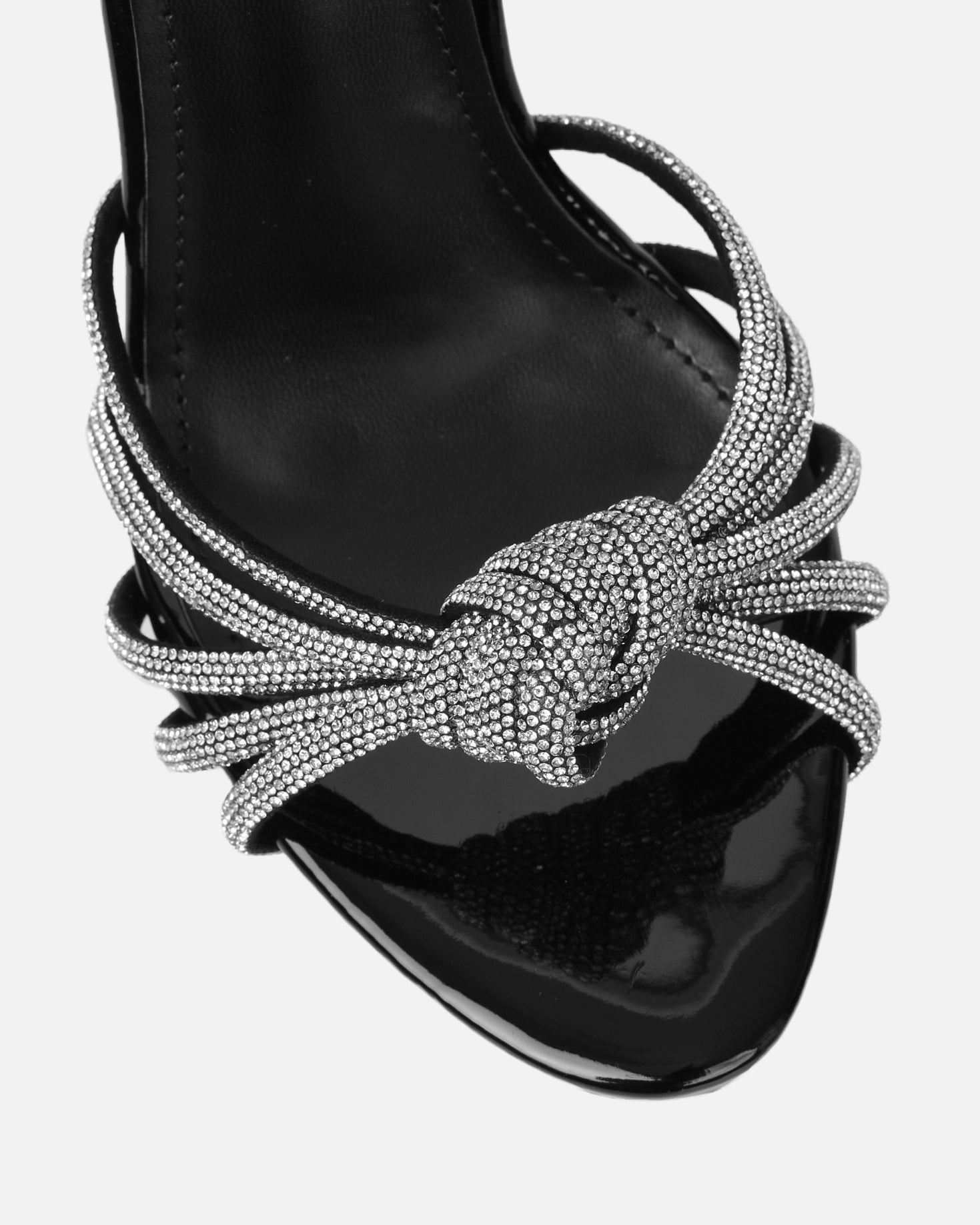 Sharon Black Patent Diamante Heeled Sandals