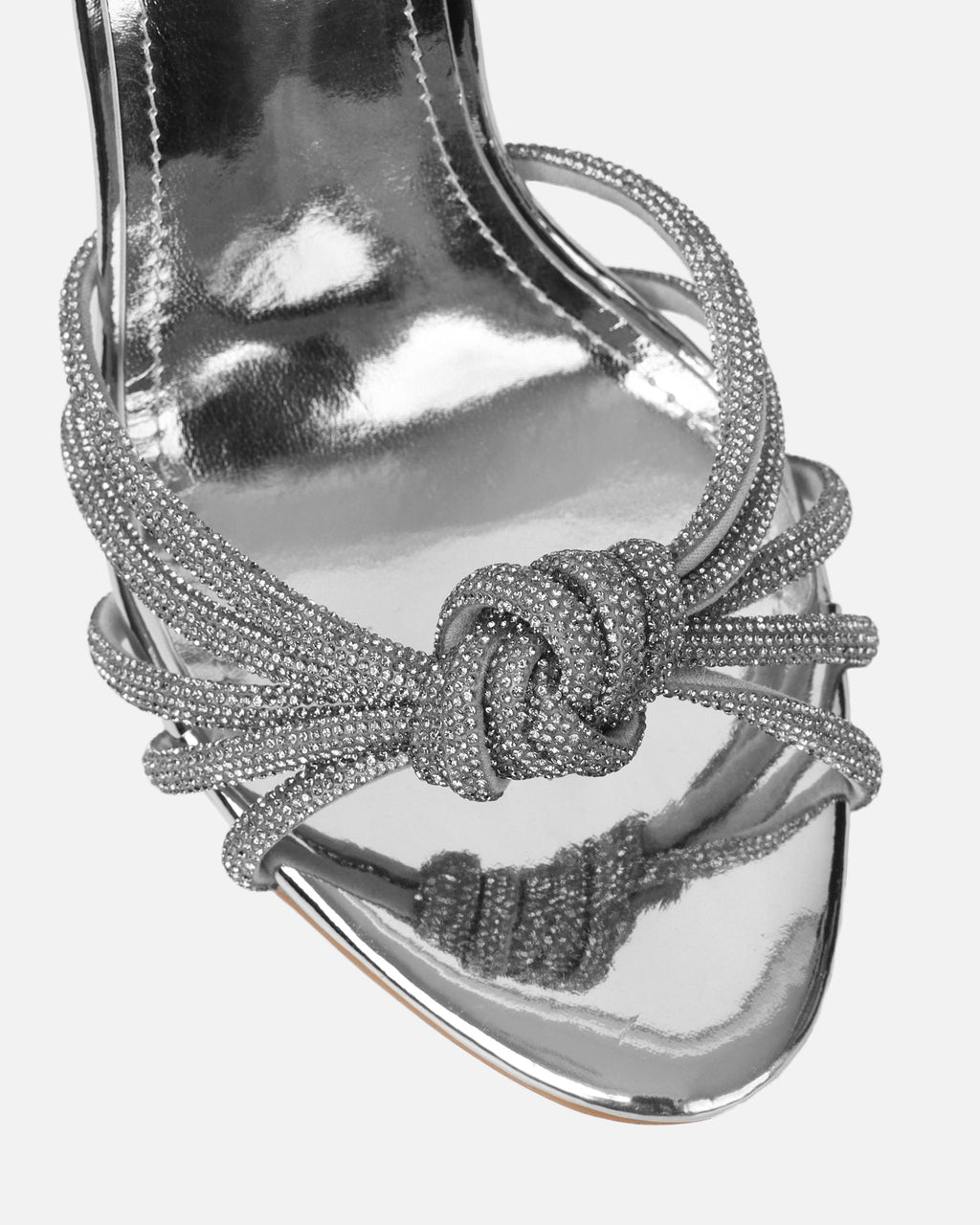 Sharon Silver Mirror Diamante Heeled Sandals