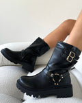Smith Black Chunky Biker Boots