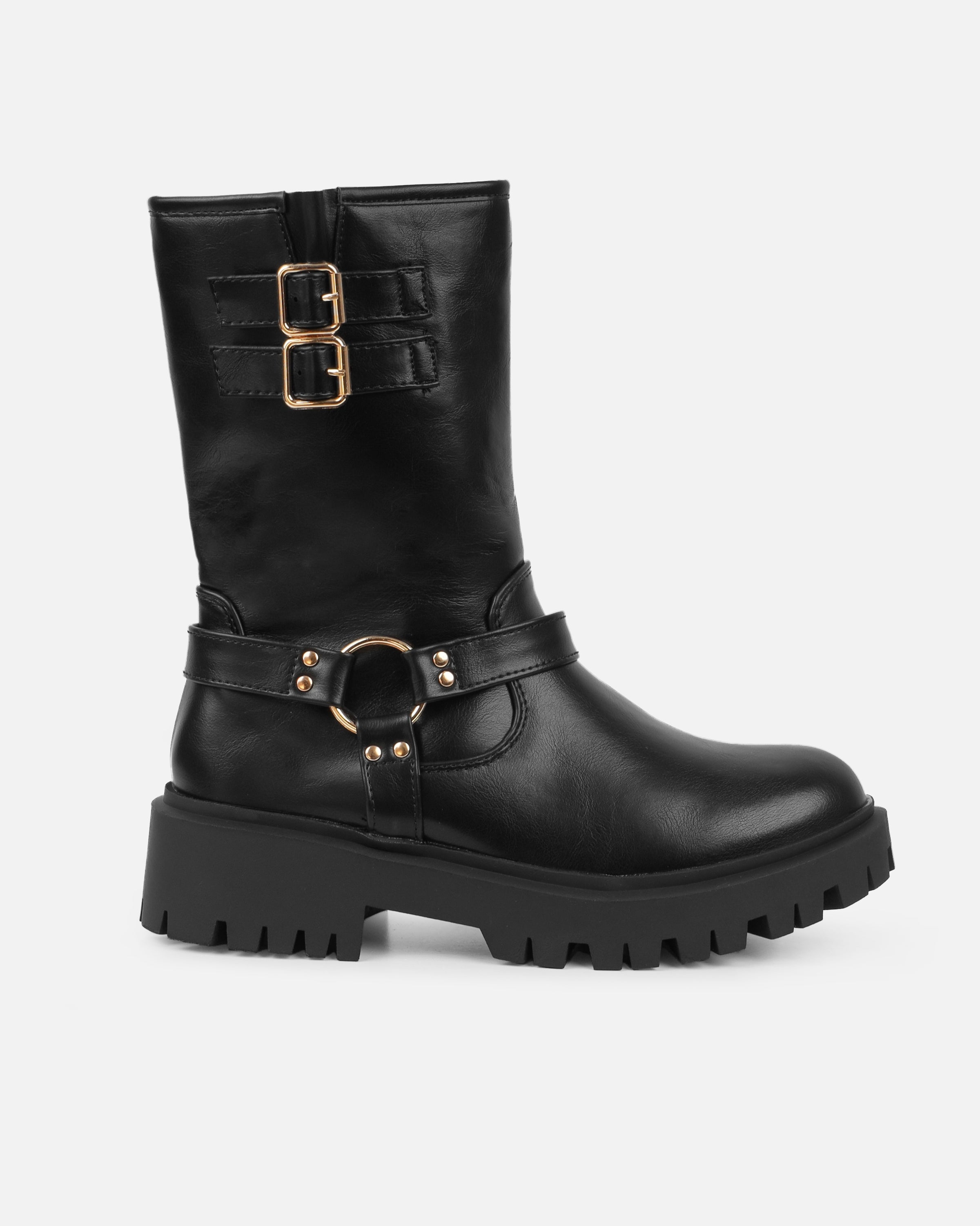 Smith Black Chunky Biker Boots