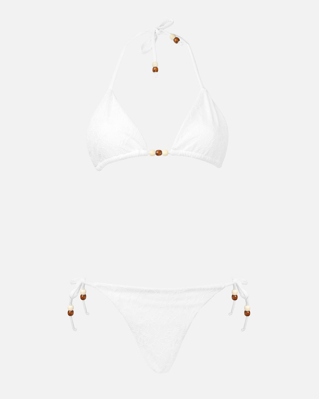 Mira White Lace Beaded Bikini Set