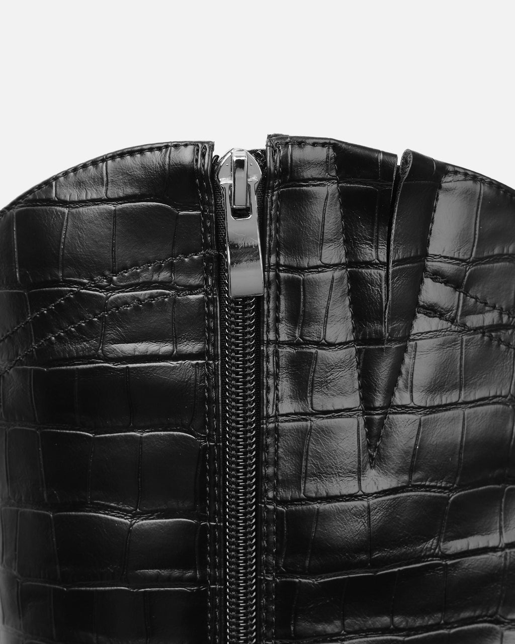 Stapleton Black Croc Effect Western Boots