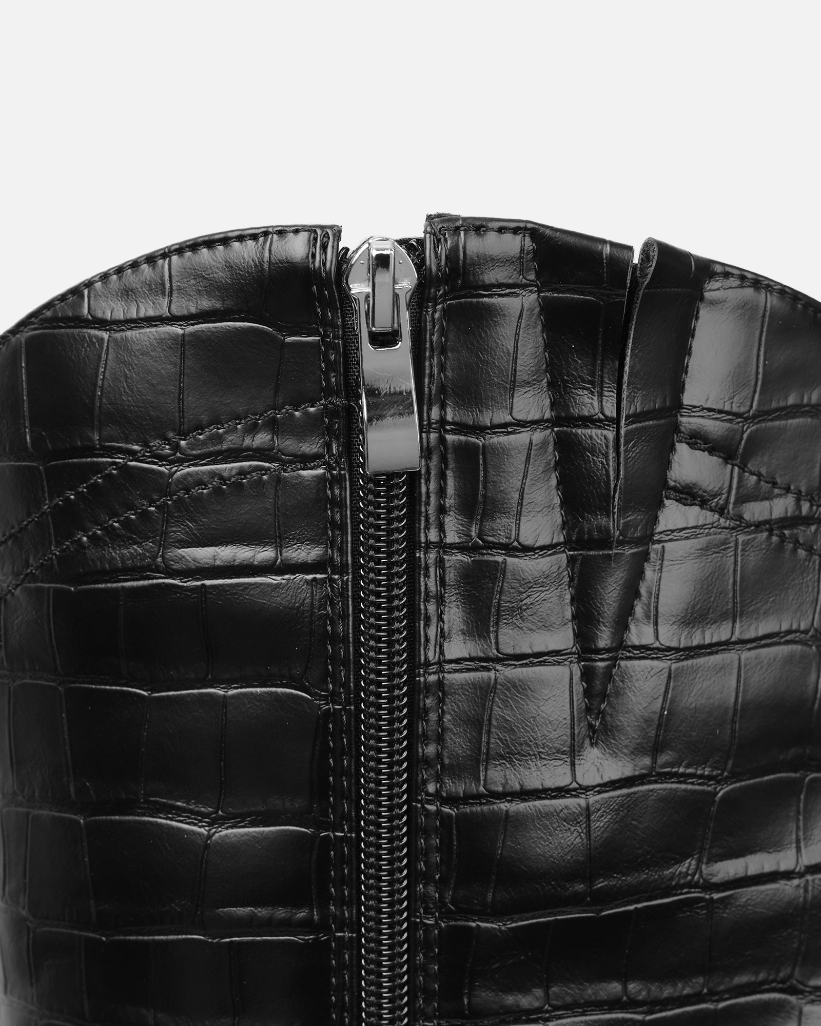 Stapleton Black Croc Effect Western Boots