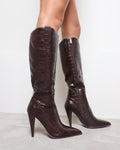 Stapleton Brown Croc Effect Western Boots