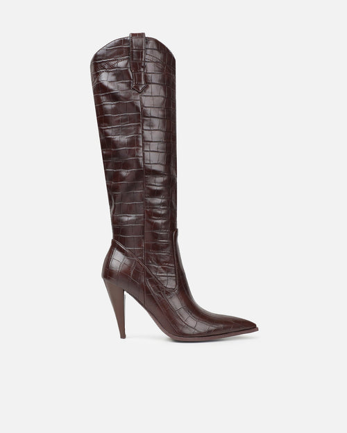 Stapleton Brown Croc Effect Western Boots