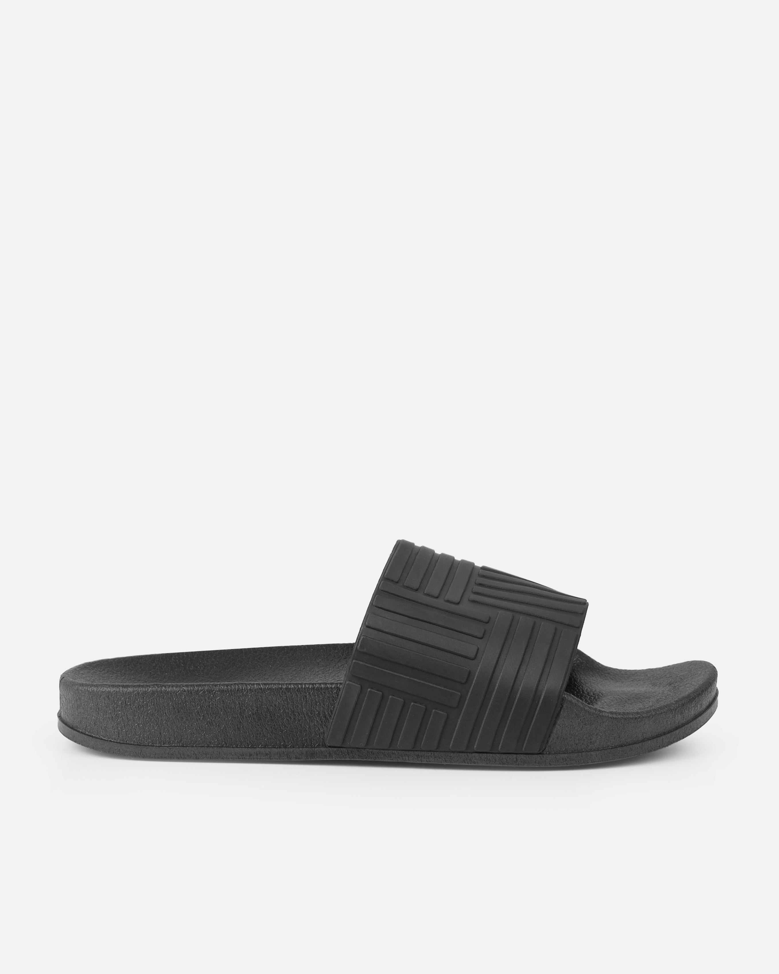 Sunnie Black Pattern Flat Slides