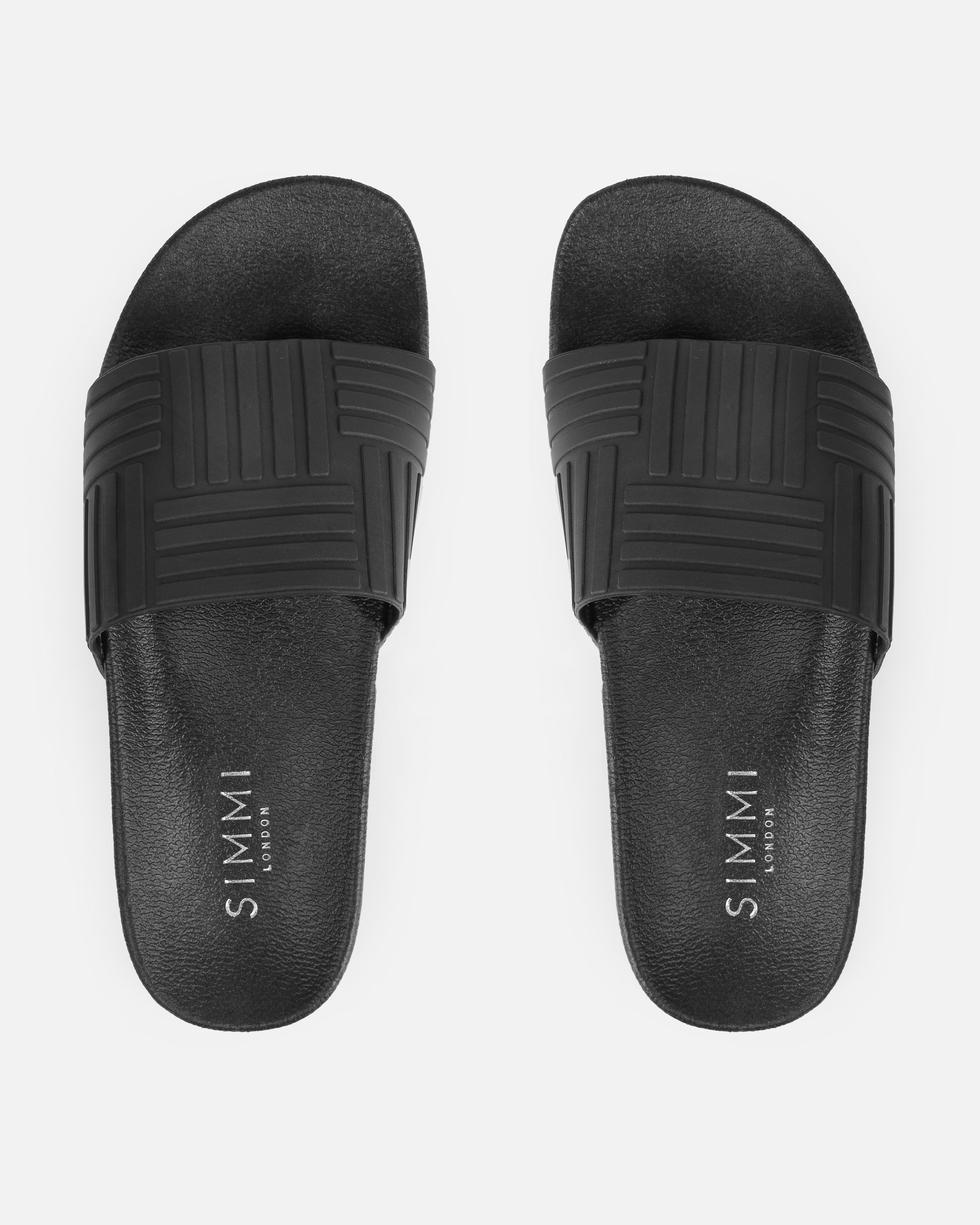 Sunnie Black Pattern Flat Slides