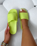 Sunnie Lime Green Pattern Flat Slides