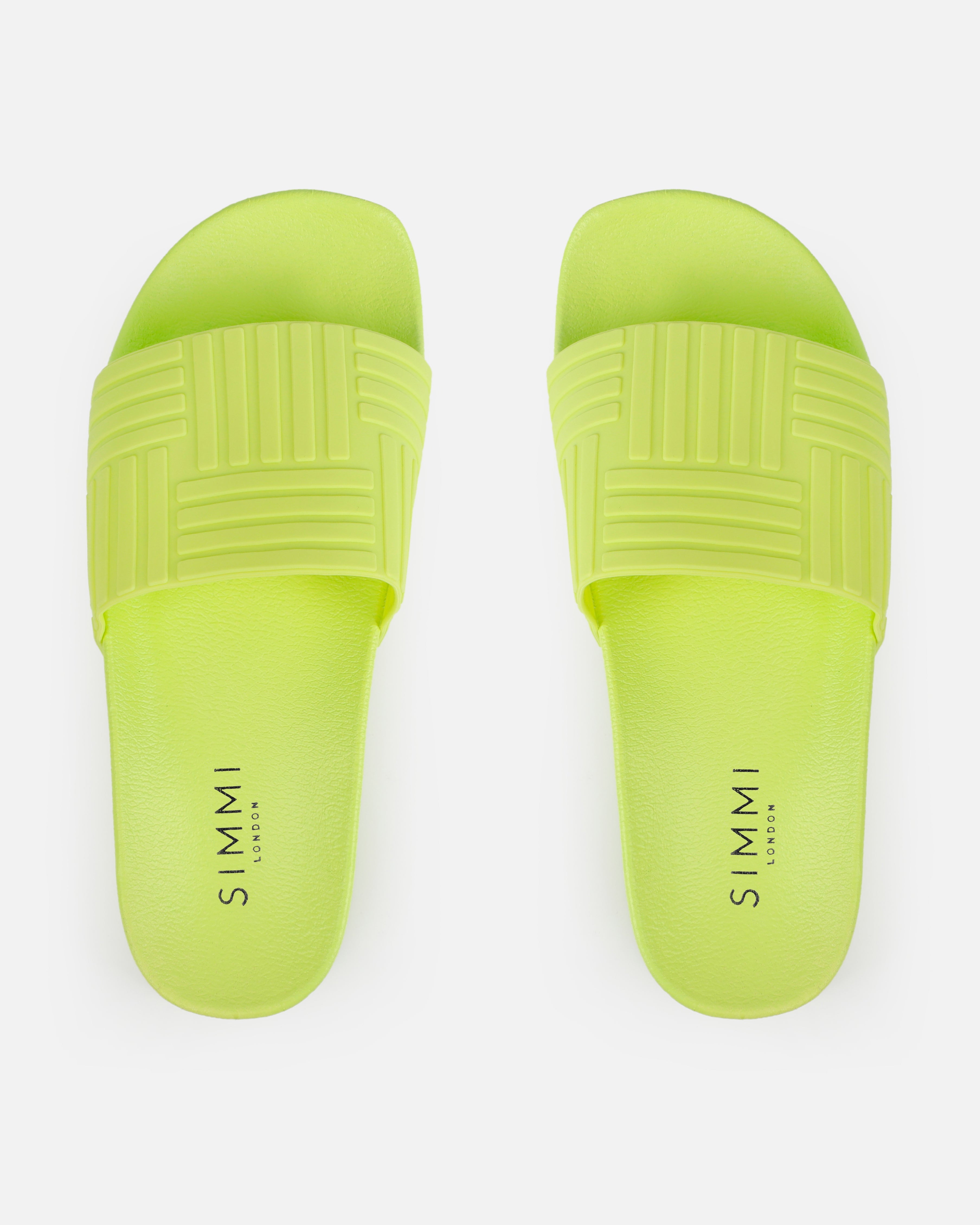 Sunnie Lime Green Pattern Flat Slides