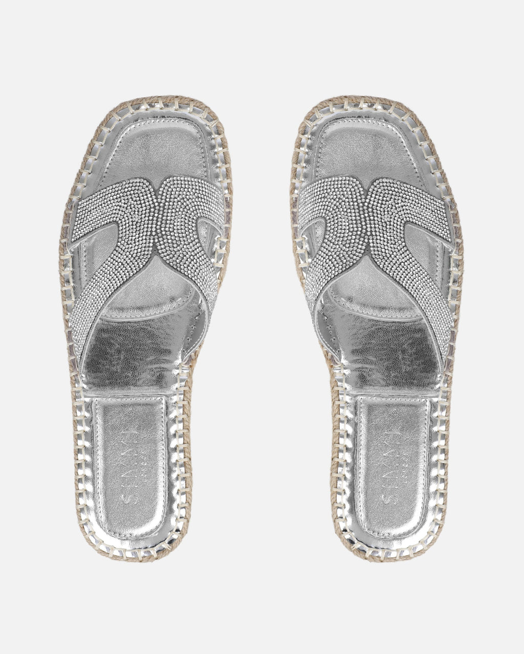 Sutton Silver Espadrille Slide Flat Sandals