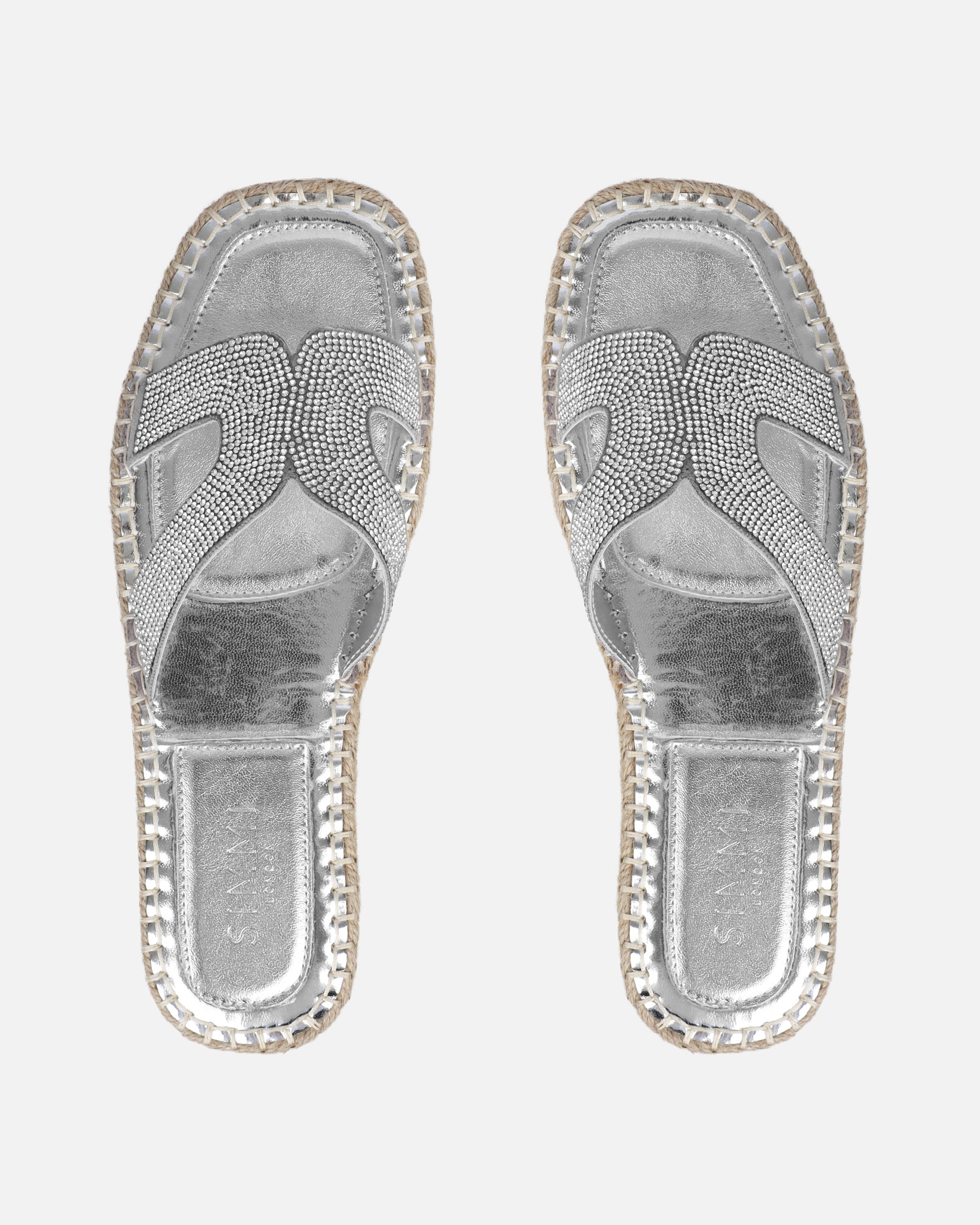 Sutton Silver Espadrille Slide Flat Sandals