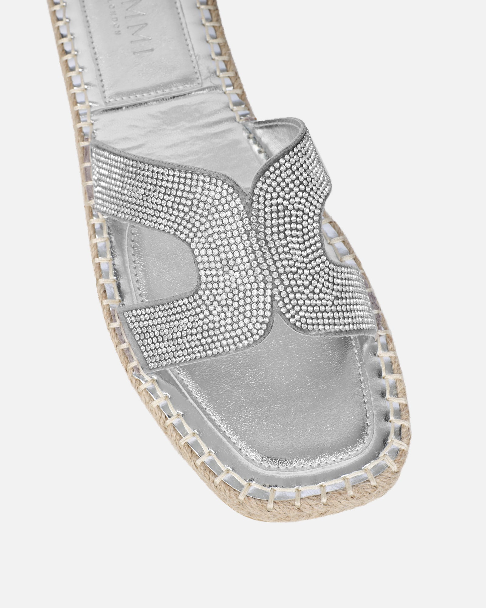 Sutton Silver Espadrille Slide Flat Sandals