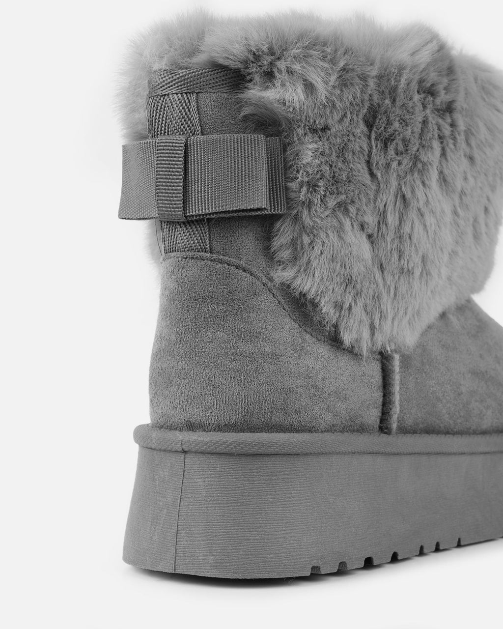 Tomiee Grey Faux Suede Fur Trimmed Ankle Boots