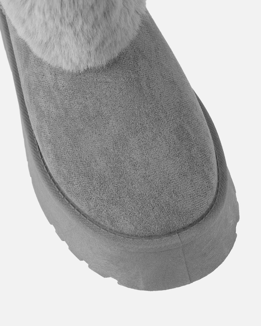 Tomiee Grey Faux Suede Fur Trimmed Ankle Boots