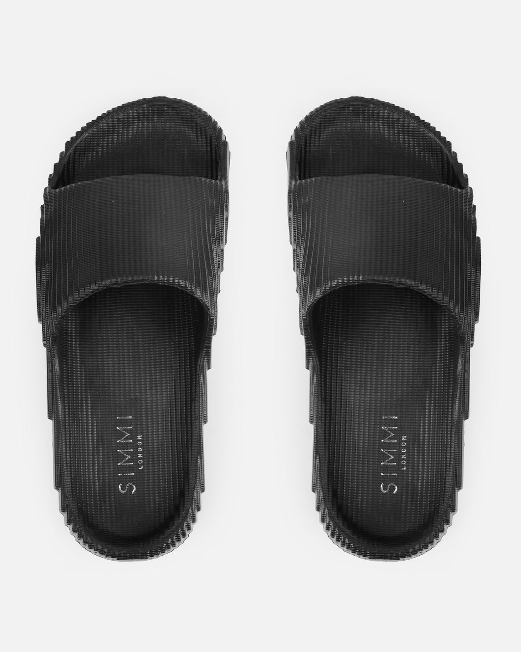 Tazia Black Textured Moulded Flat Slides
