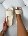 Tazia Cream Textured Moulded Flat Slides