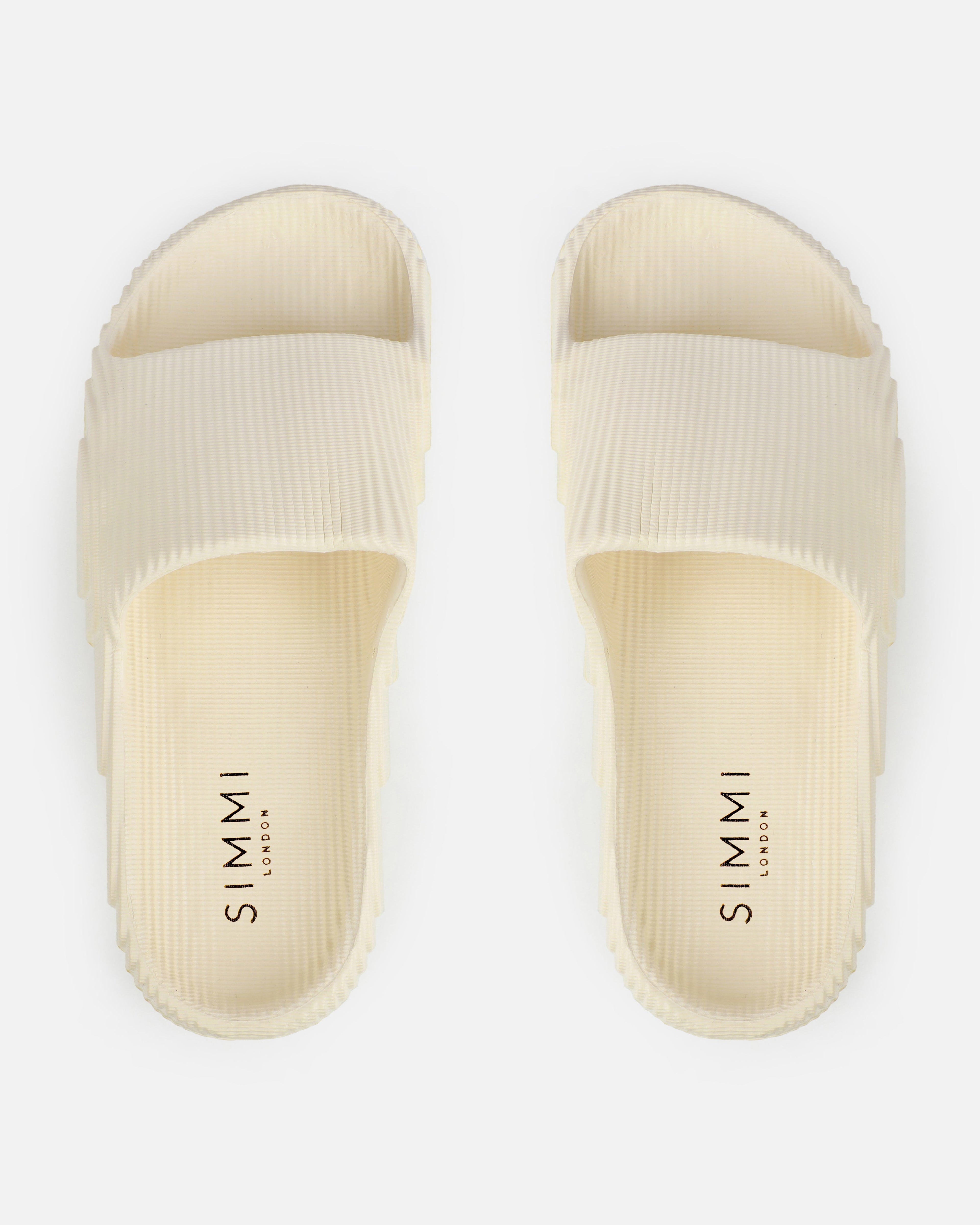 Tazia Cream Textured Moulded Flat Slides