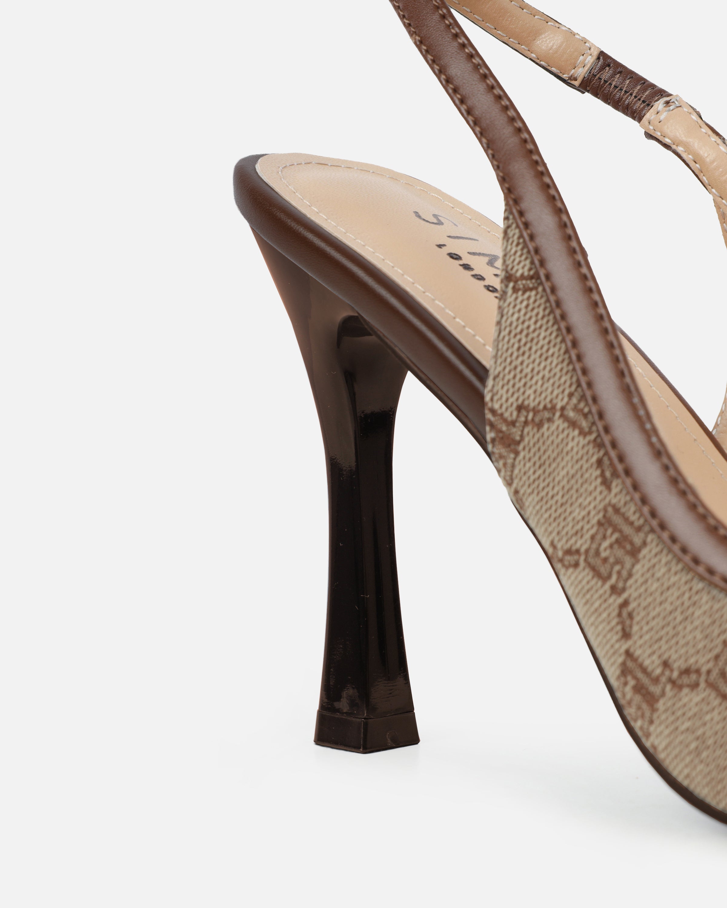 Tessah Brown Monogram Sling Back Court Shoes