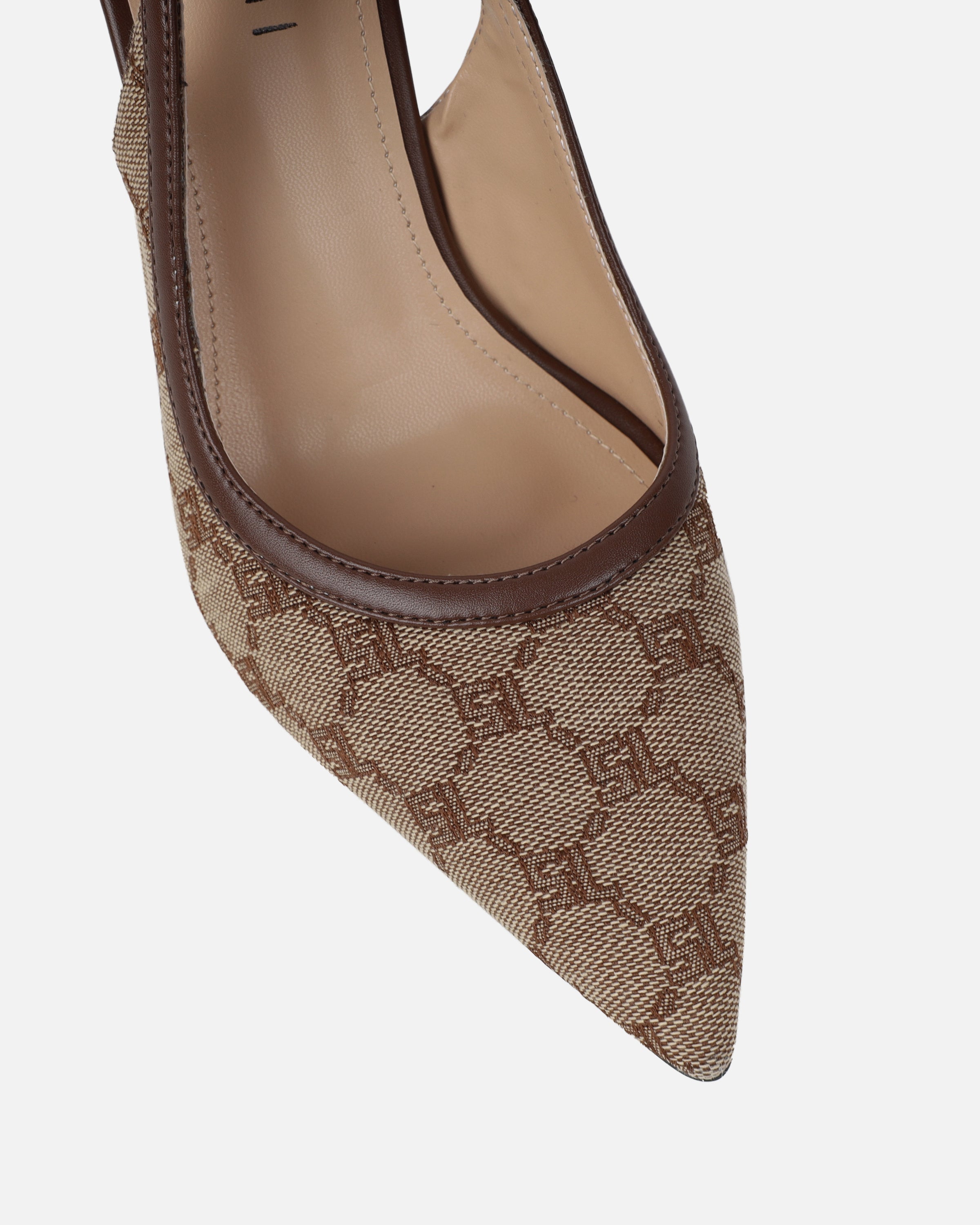 Tessah Brown Monogram Sling Back Court Shoes