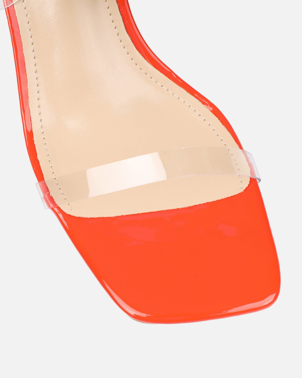 Thames Clear Orange Patent Espadrille Block Heeled Sandals