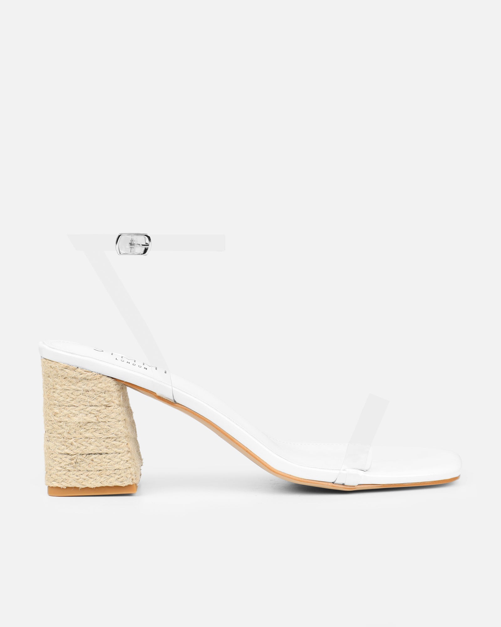 Thames Clear White Pearl Patent Espadrille Block Heeled Sandals