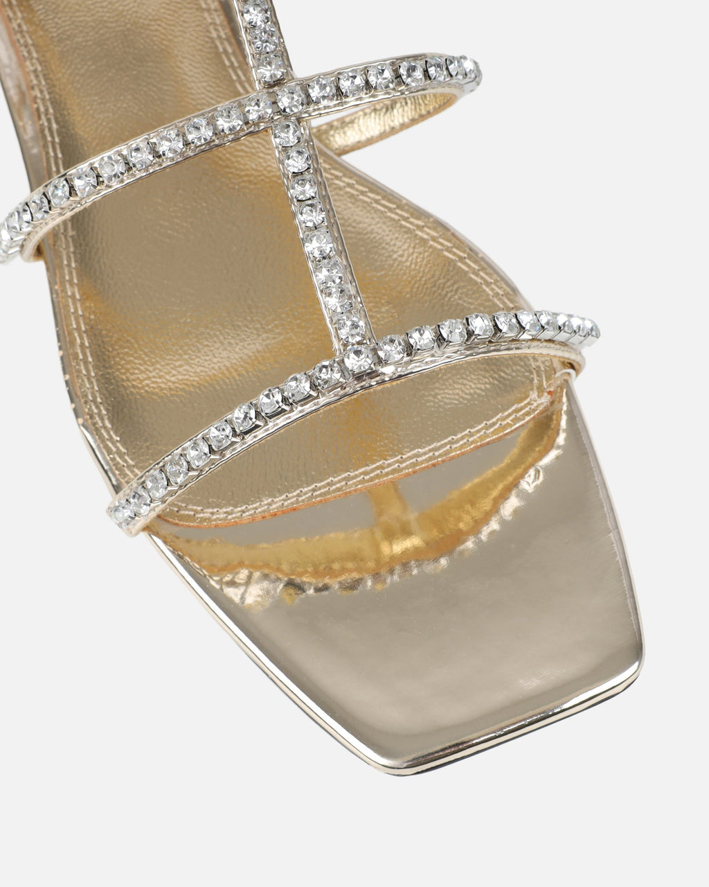 Trinitay Gold Mirror Flat Diamante Sandals