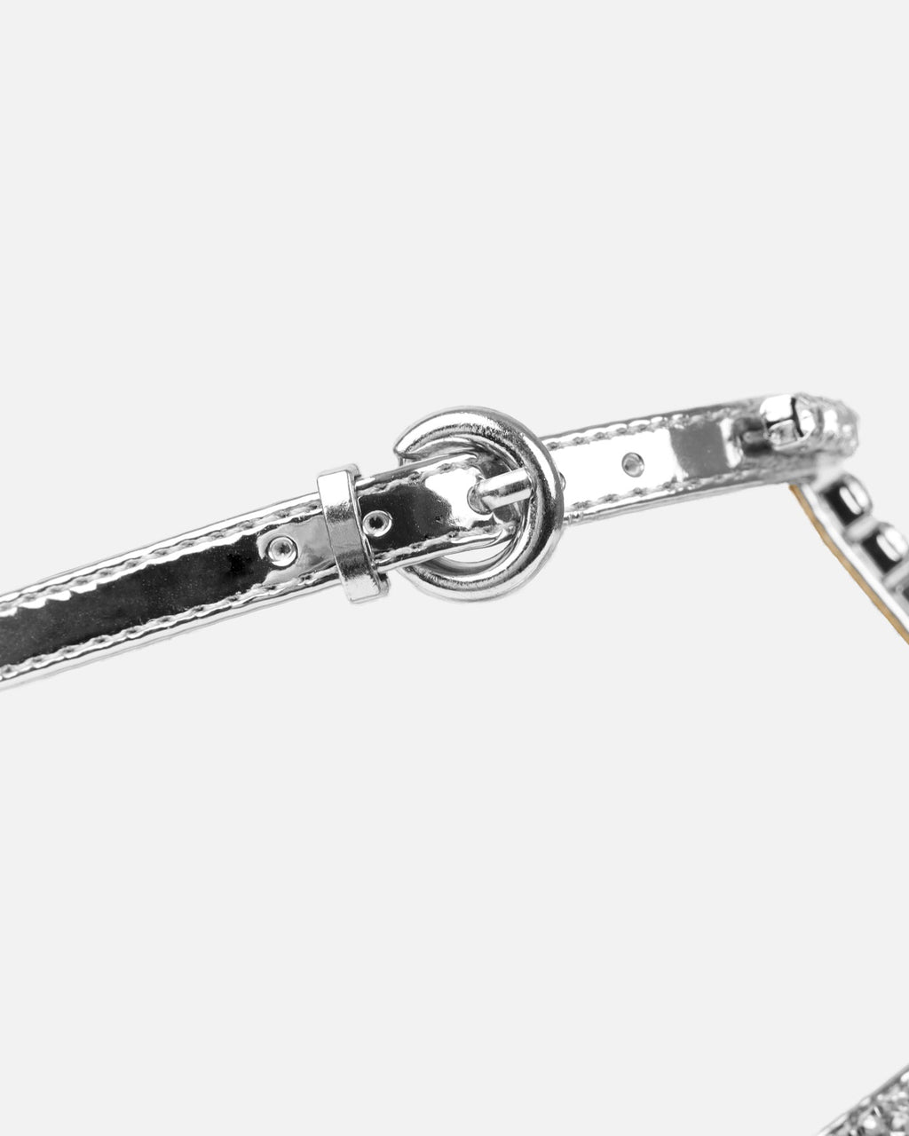 Trinitay Silver Mirror Flat Diamante Sandals