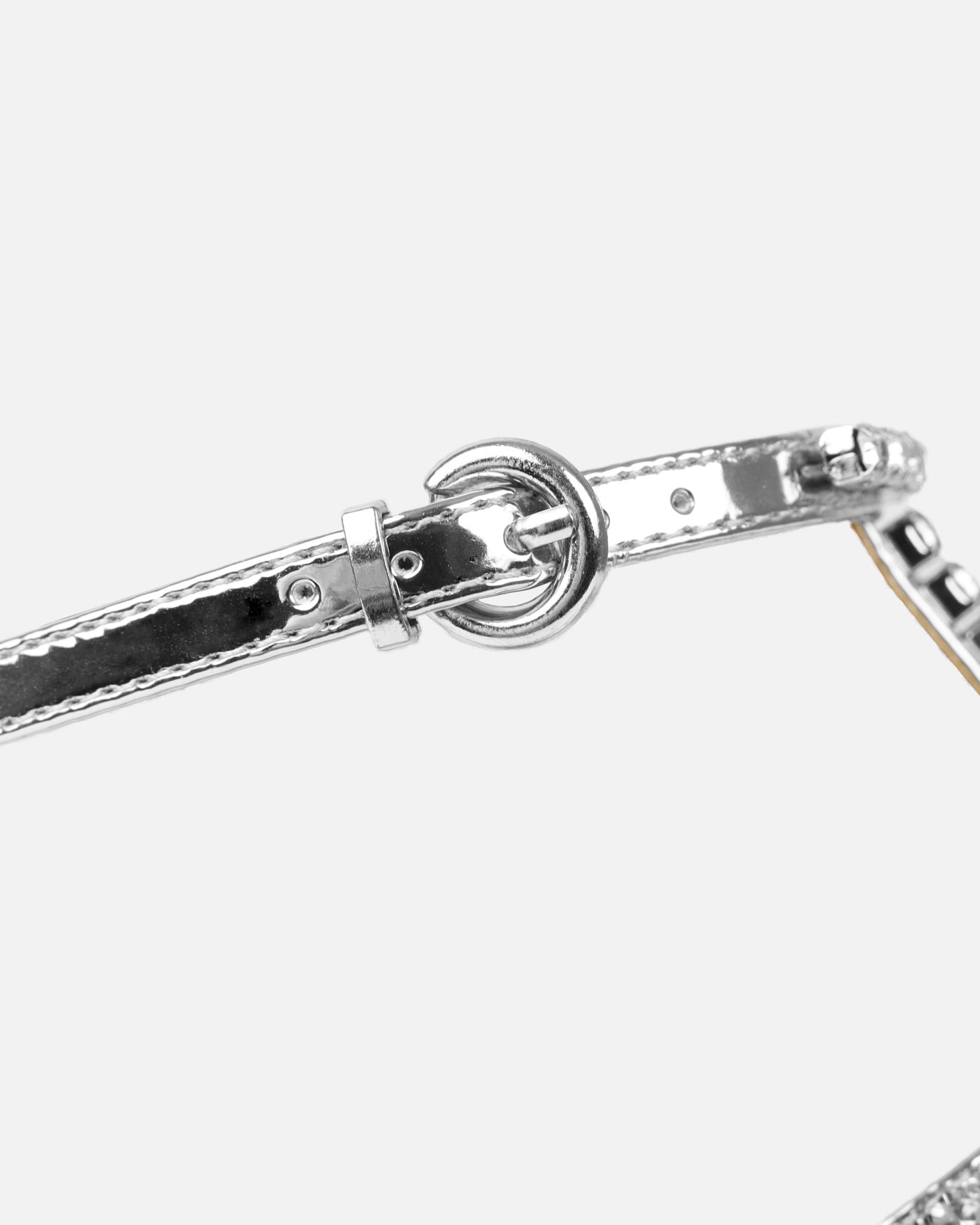 Trinitay Silver Mirror Flat Diamante Sandals