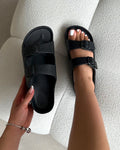 Tropix Black Double Strap Slide Sandals