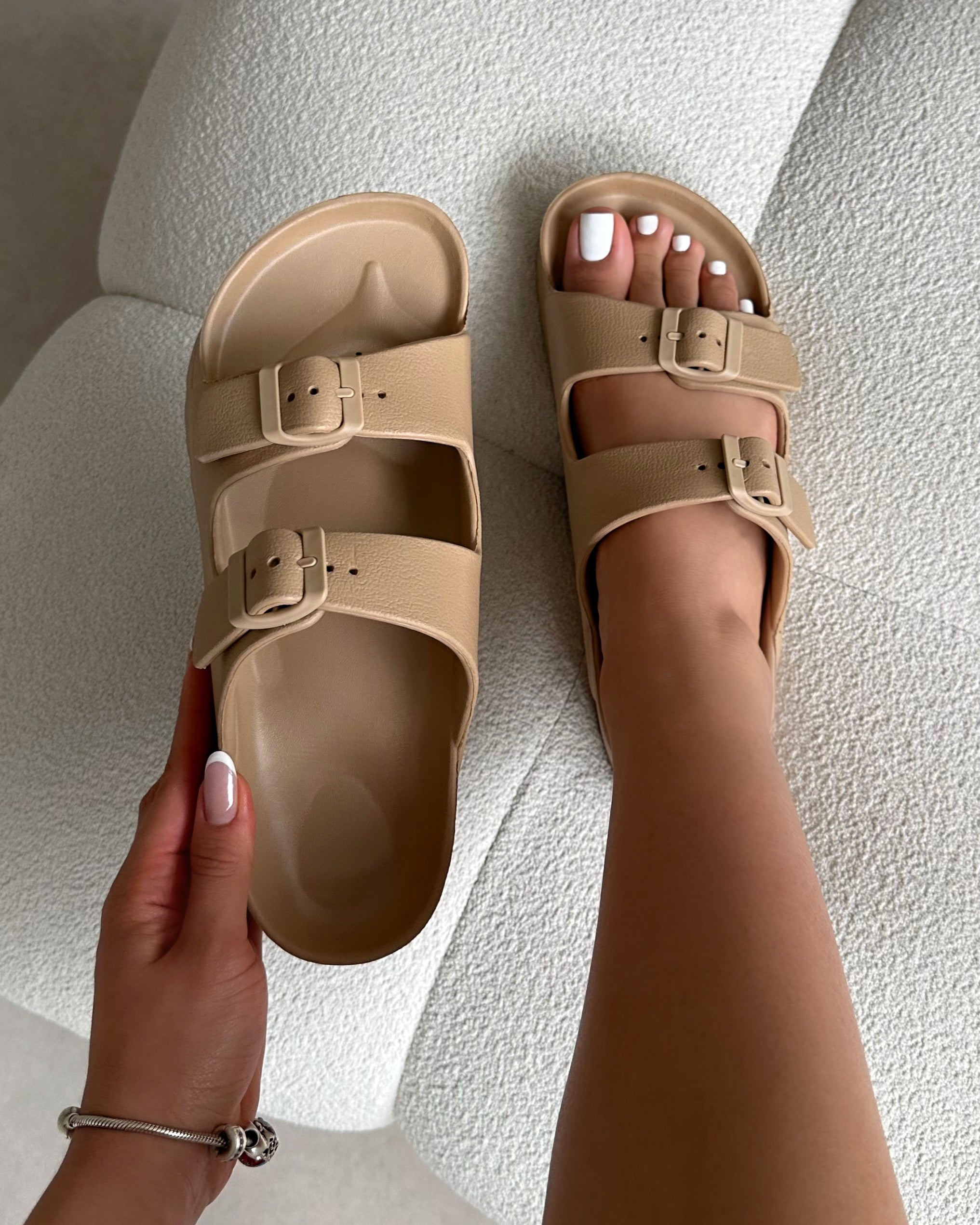 Tropix Mocha Double Strap Slide Sandals