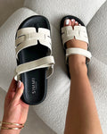 Adelle Ecru Box Chunky Footbed Slides