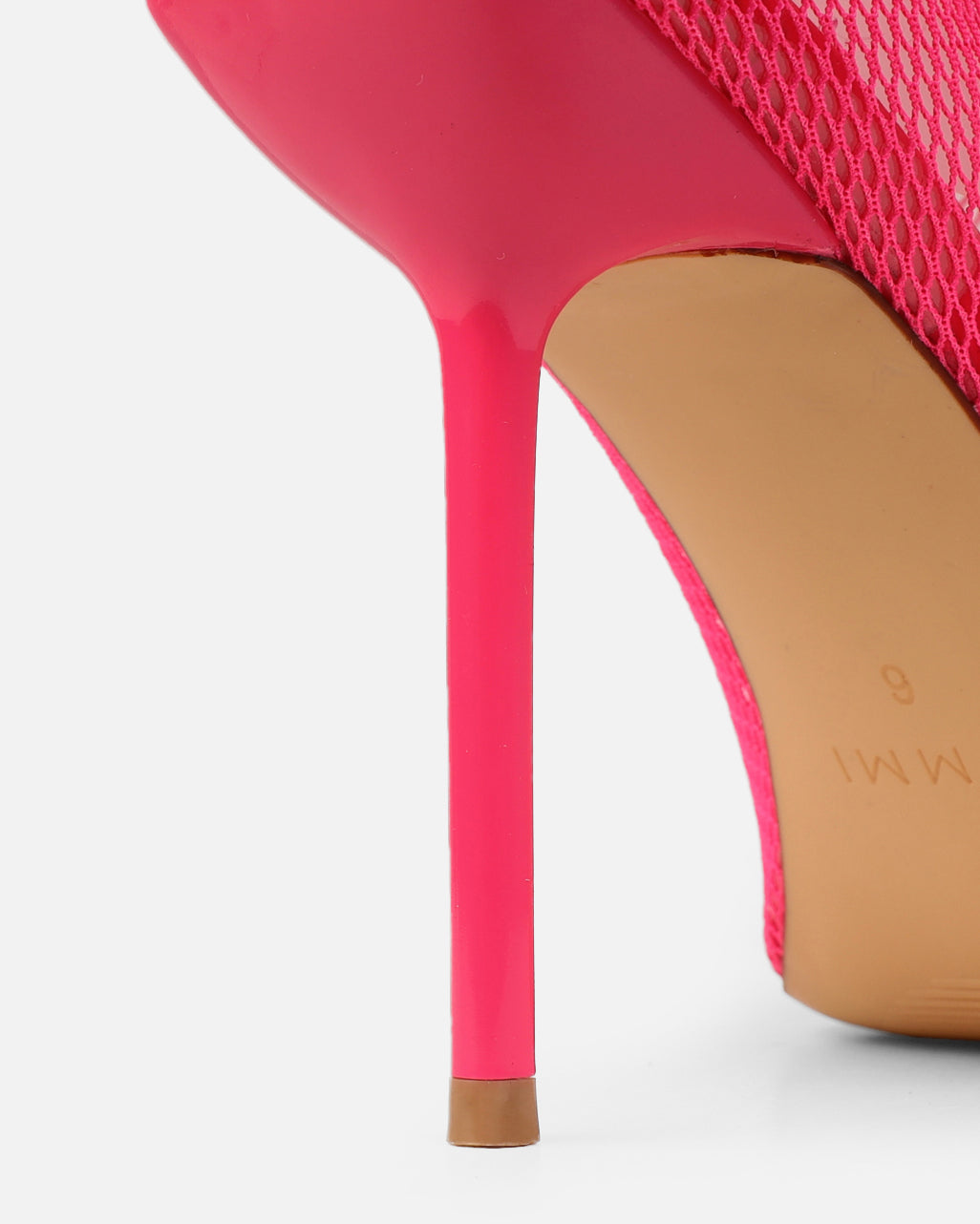 Veronika Pink Mesh Heeled Sandals