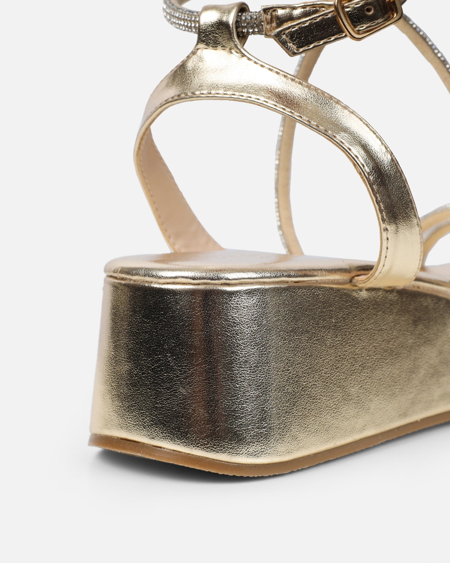 Vivii Gold Metallic Diamante Flatform Sandals