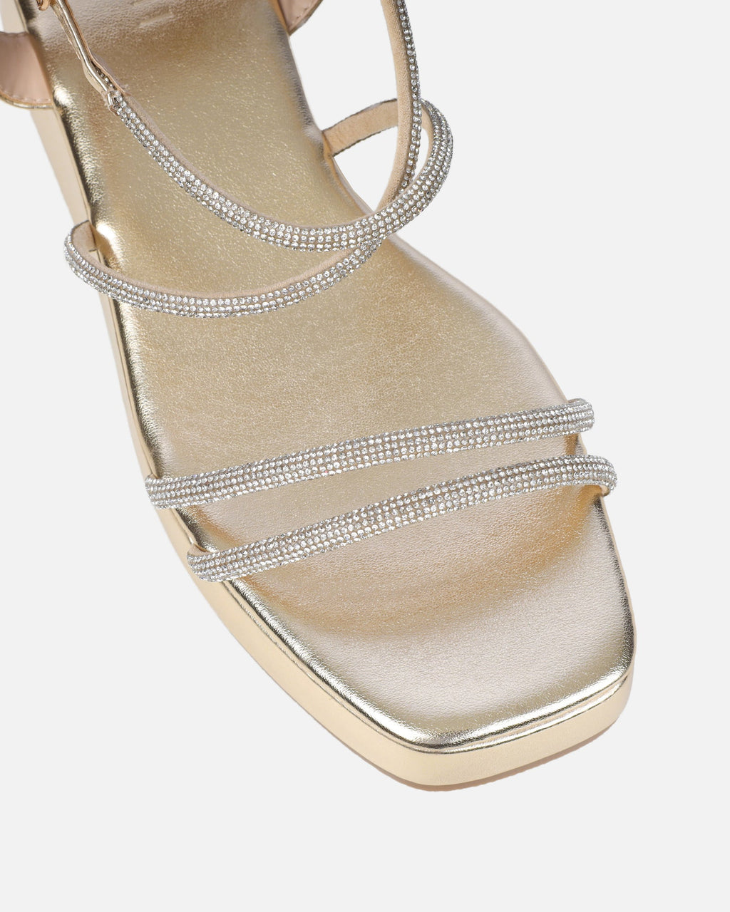 Vivii Gold Metallic Diamante Flatform Sandals