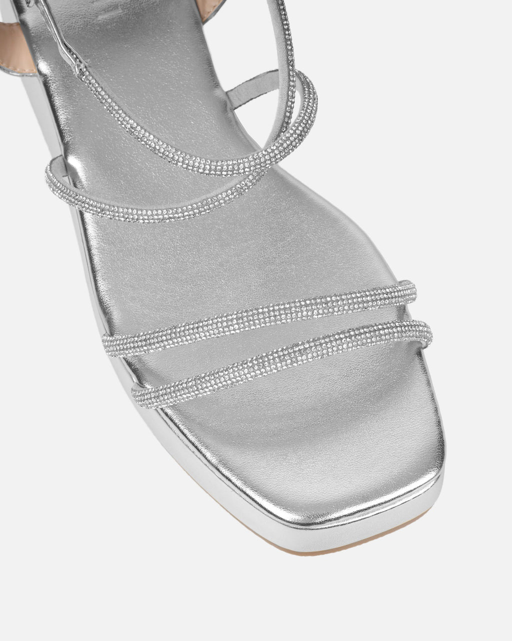 Vivii Silver Metallic Diamante Flatform Sandals