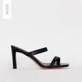 Dalla Wide Fit Black Snake Print Mid Heel Mules